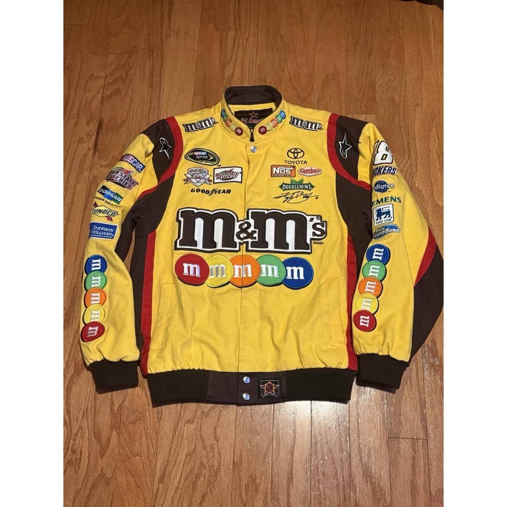 Vintage Kyle Busch #18 M&M's NASCAR Jacket Yellow Men's Medium JH Design Read